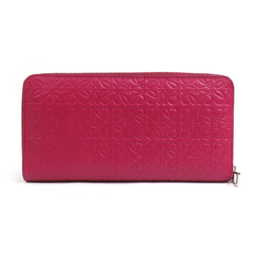 LOEWE Round Long Wallet Anagram Leather Deep Pink Women's h30932a - Picture 2 of 5